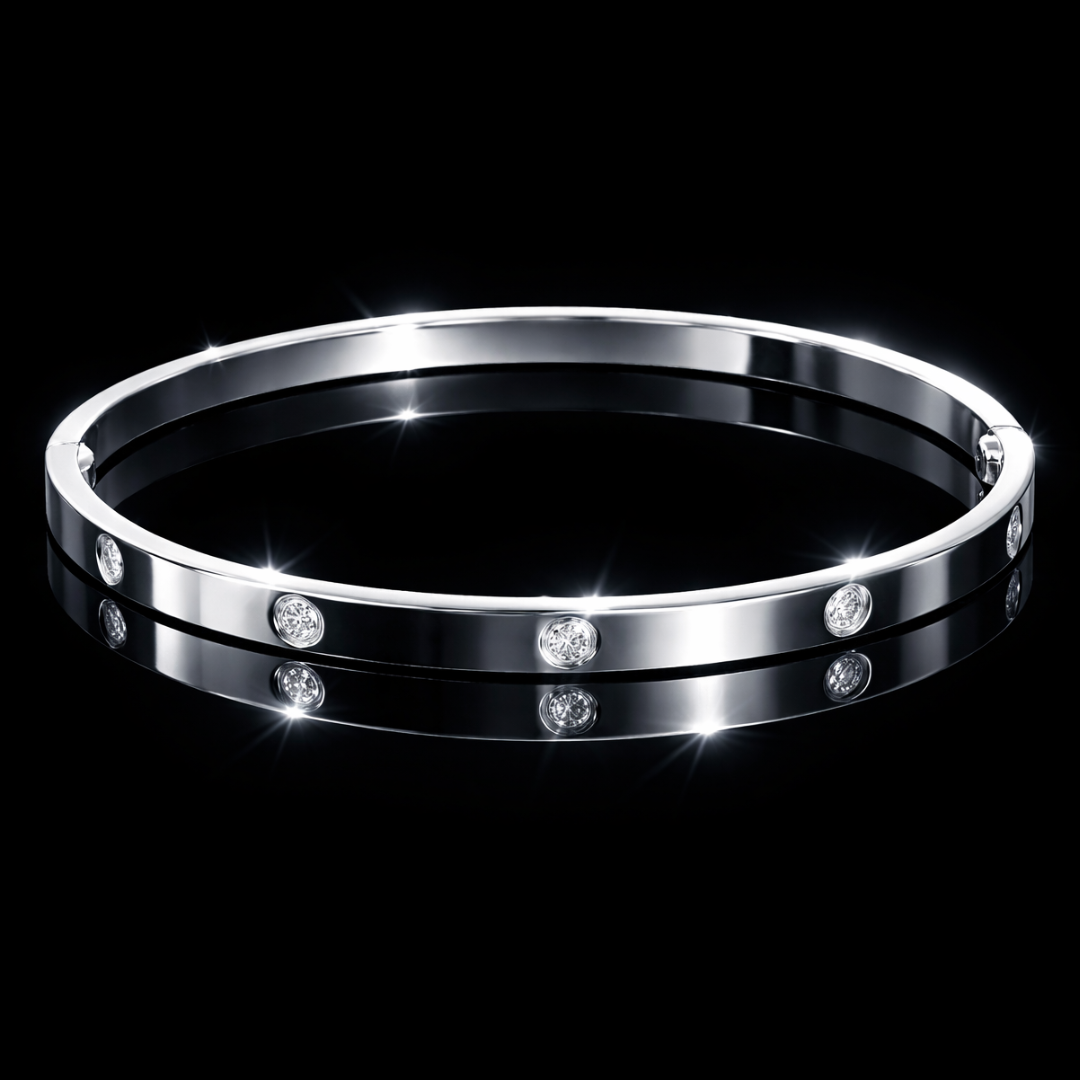 4 mm 10-Stone Mini “LOVE” Stainless Steel Bracelet