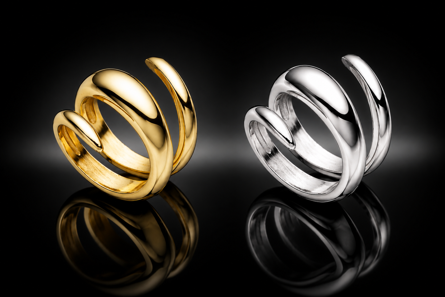 925 Fine Italian Sterling Silver Triple Wrap Ring by Unoaerre – Gold or Silver