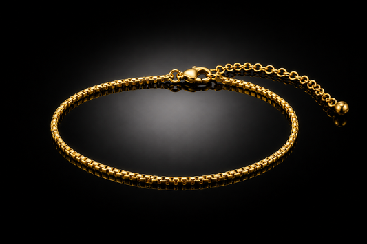 18 kt. Yellow Gold over Titanium Stainless Steel Three Bracelet Set 6.5" + 2" Inch
