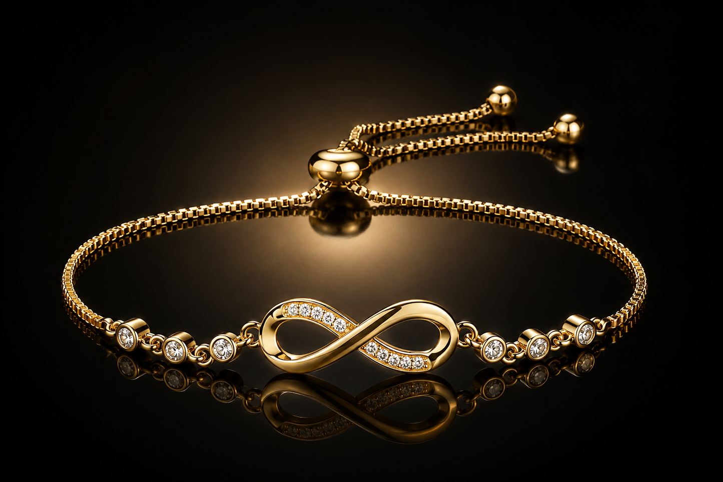 14 kt. Yellow Gold Finished Stainless Steel Infinity Bubble Bolo Bracelet