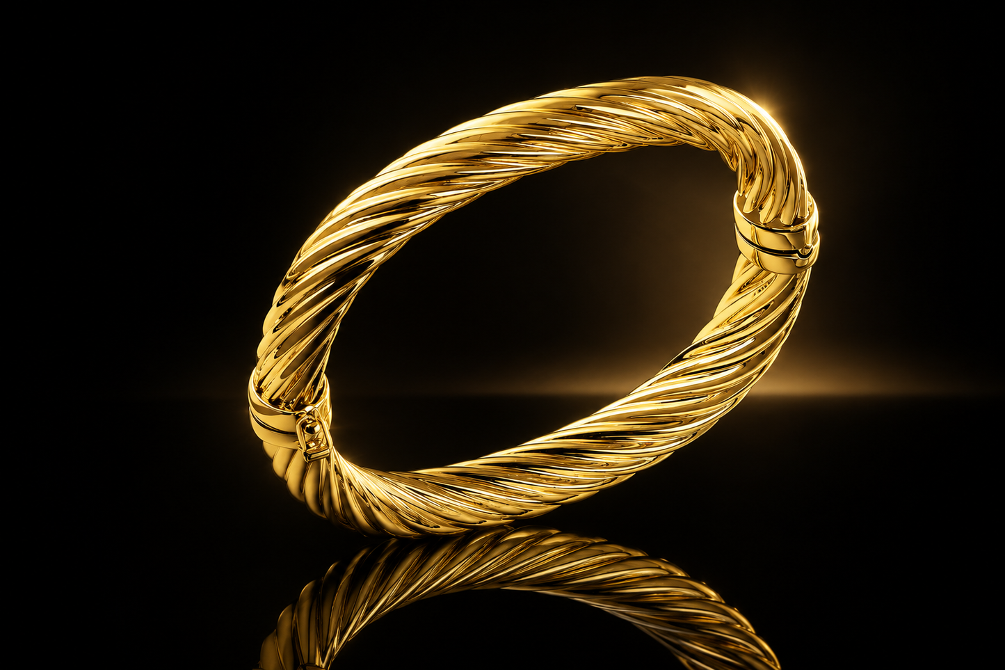 18 kt. Yellow Gold Bonded Twisted Hinged Bangle by UNOAERRE