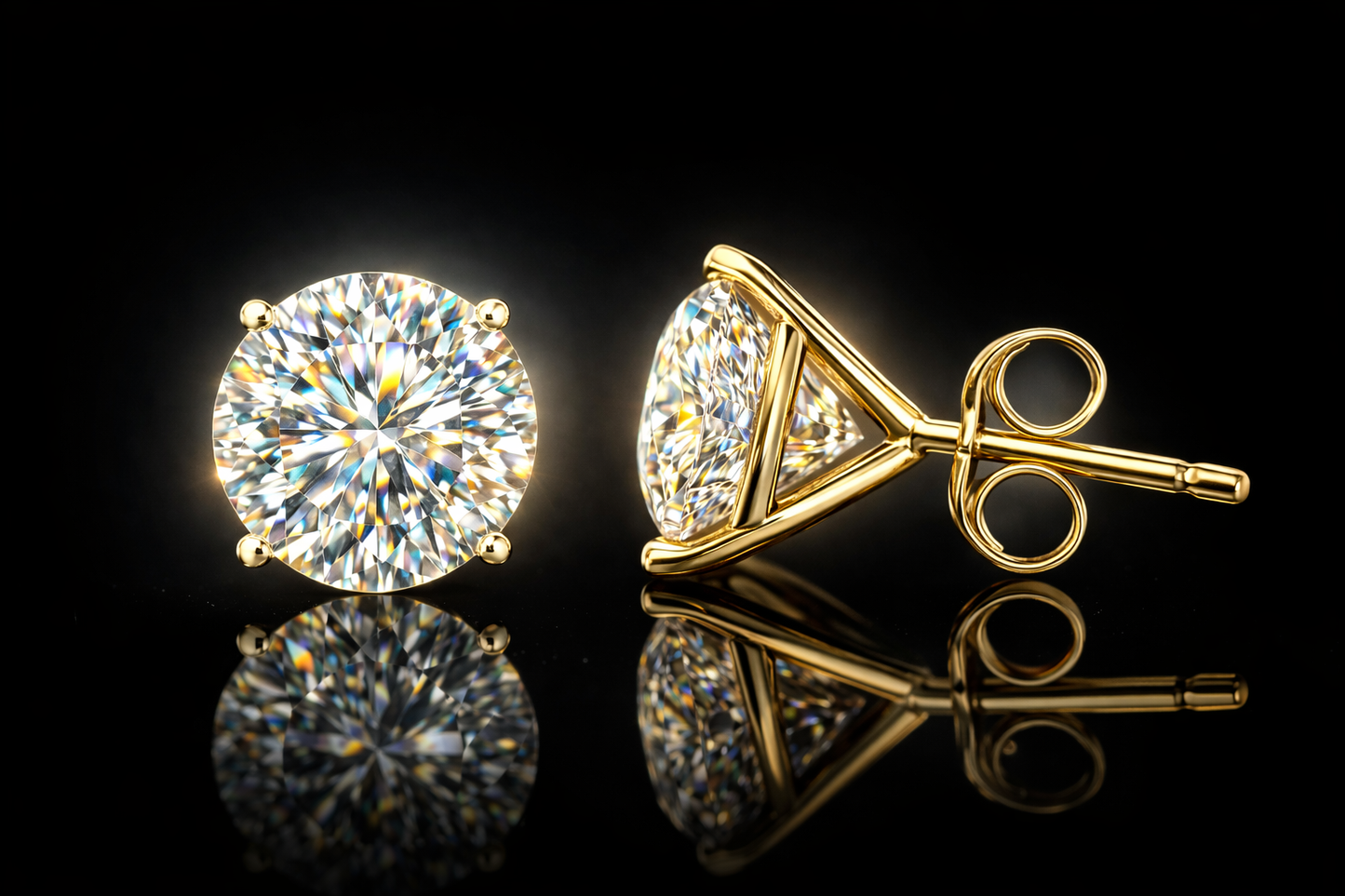 2.00 CTW Certified Lab-Grown Diamond Stud Earrings - 14 kt. Yellow Gold