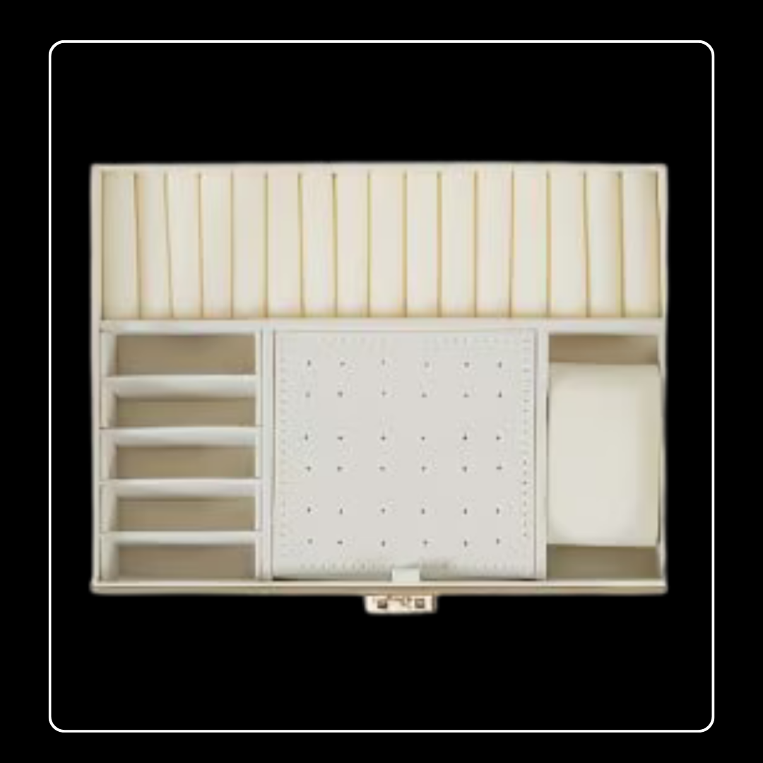 Three Tier Quilted Jewelry Box - Black