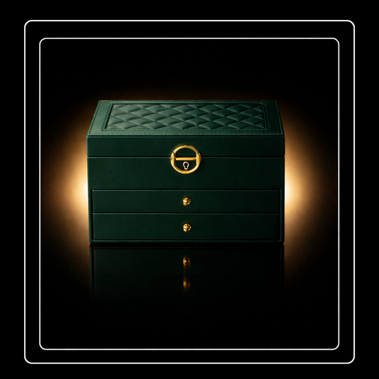 Three Tier Quilted Jewelry Box - Jade