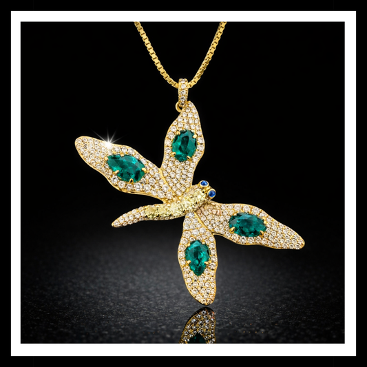 Effy 14K Yellow Gold 3.55 CTW Tsavorite Garnet & Diamond Dragonfly Pendant – Retired One-of-a-Kind