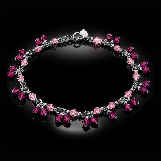 Sterling Silver Triple Rhodium Finished Faceted Swarovski® Crystal Bracelet – 7.25"