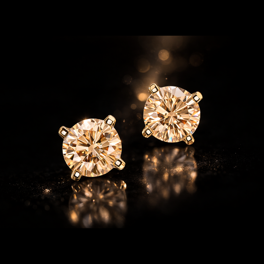 4 ctw. Champagne Moissanite Stud Earrings 14kt Yellow Gold over Sterling Silver