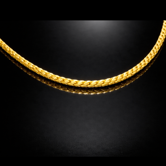 14KT IP Plated Stainless Steel 3mm Woven Round Chain – 22"