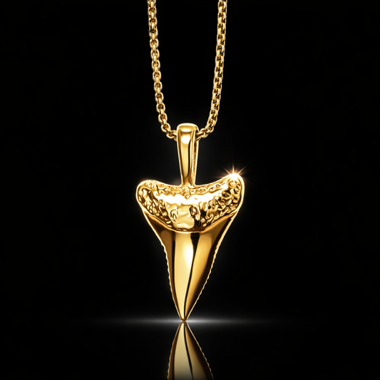 14 kt. Yellow Gold IP Plated Shark’s Tooth Pendant Necklace