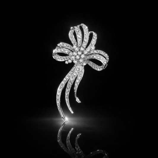 Vintage-Inspired Elongated Crystal Pavé Brooch