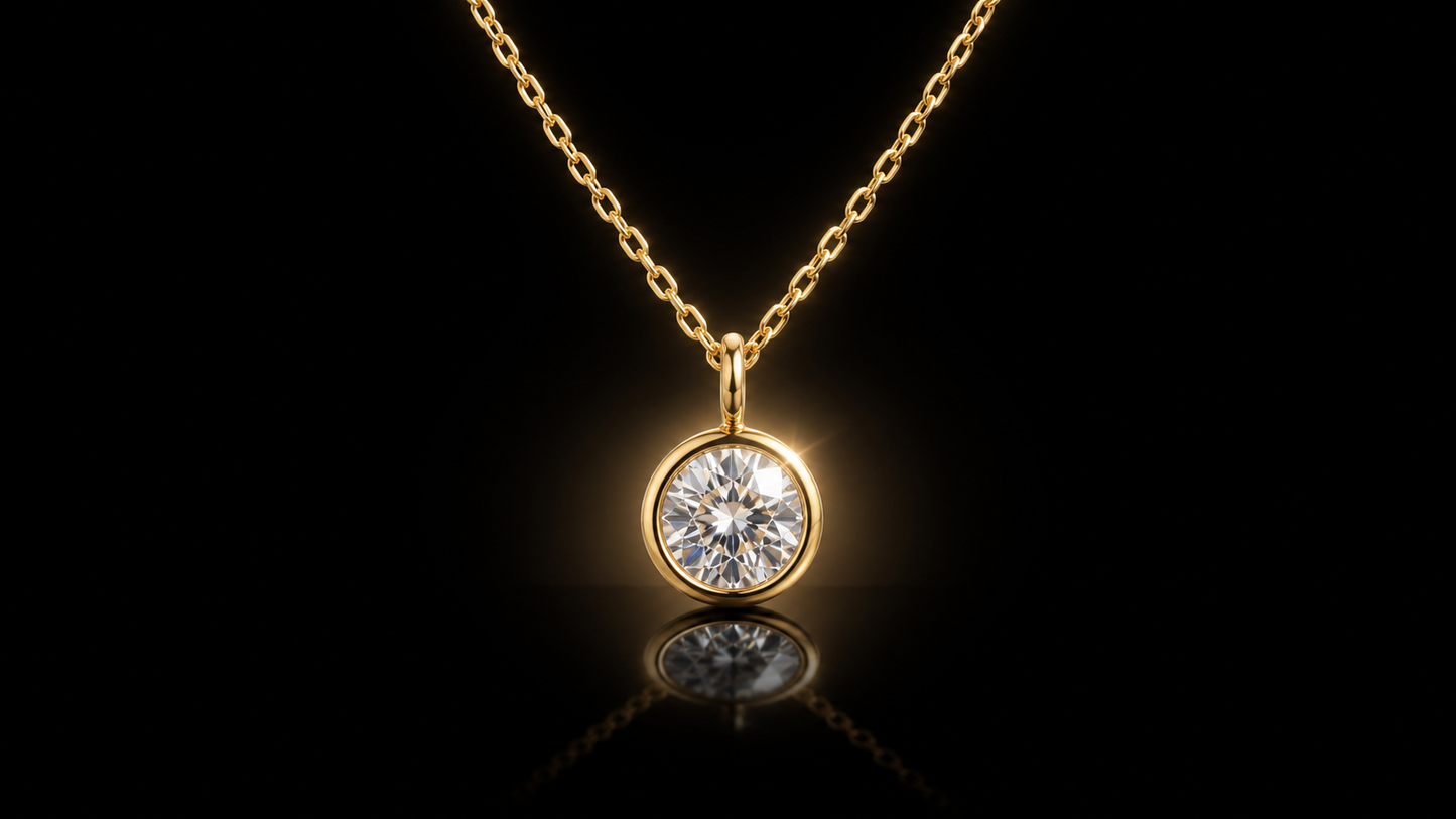 5.5 mm Bezel Set Cubic Zirconia Pendant or Lariat