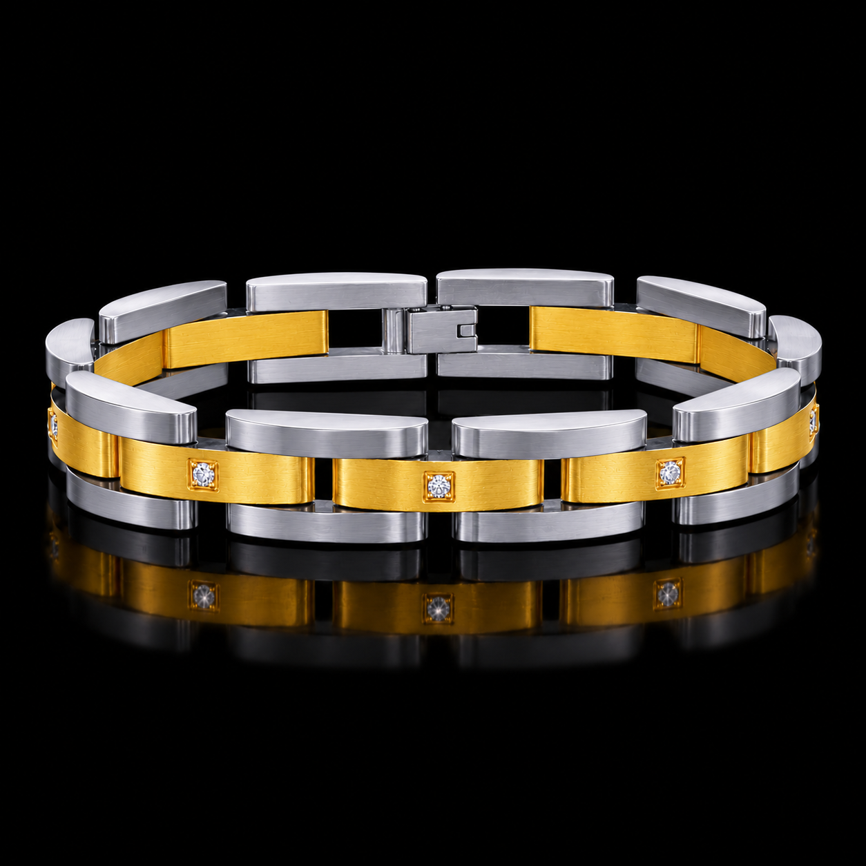 Men’s 14 kt. Two-Tone LG White Sapphire Bracelet