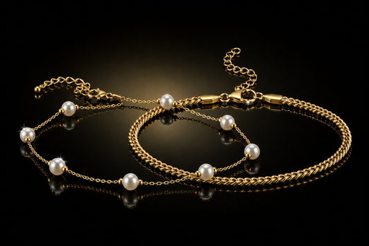 14KT. YELLOW GOLD FINISHED ANKLETS
