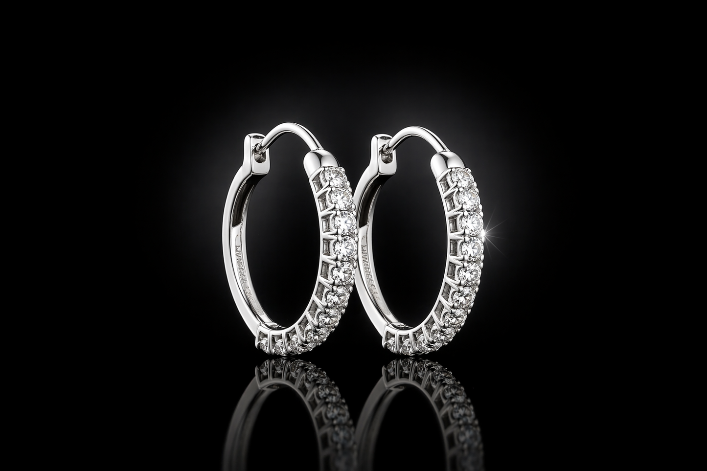 925 Triple Rhodium Finished 1.50 CTW Lab-Grown White Sapphire 20 mm Hoop Earrings