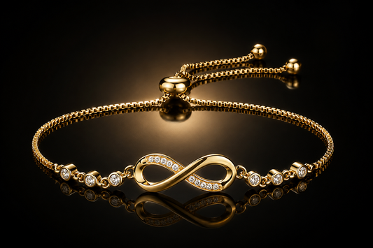 14 kt. Yellow Gold Finished Stainless Steel Infinity Bubble Bolo Bracelet