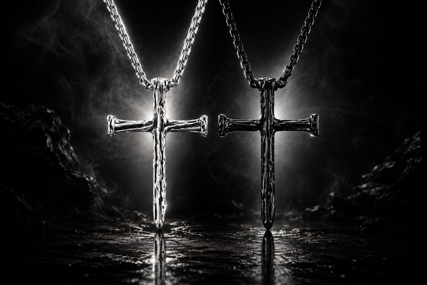 Men's Stainless Steel Textured Cross Pendant