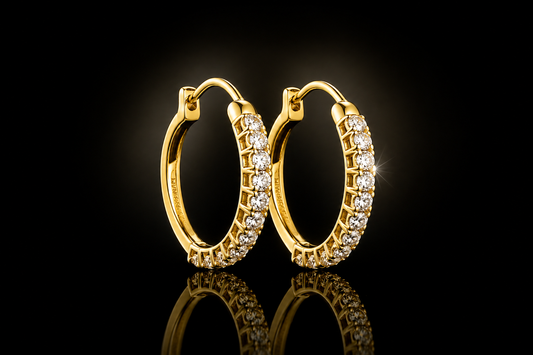 14 kt. Yellow Gold Over Sterling Silver 1.5 ctw. LG White Sapphire 20 mm Hoops