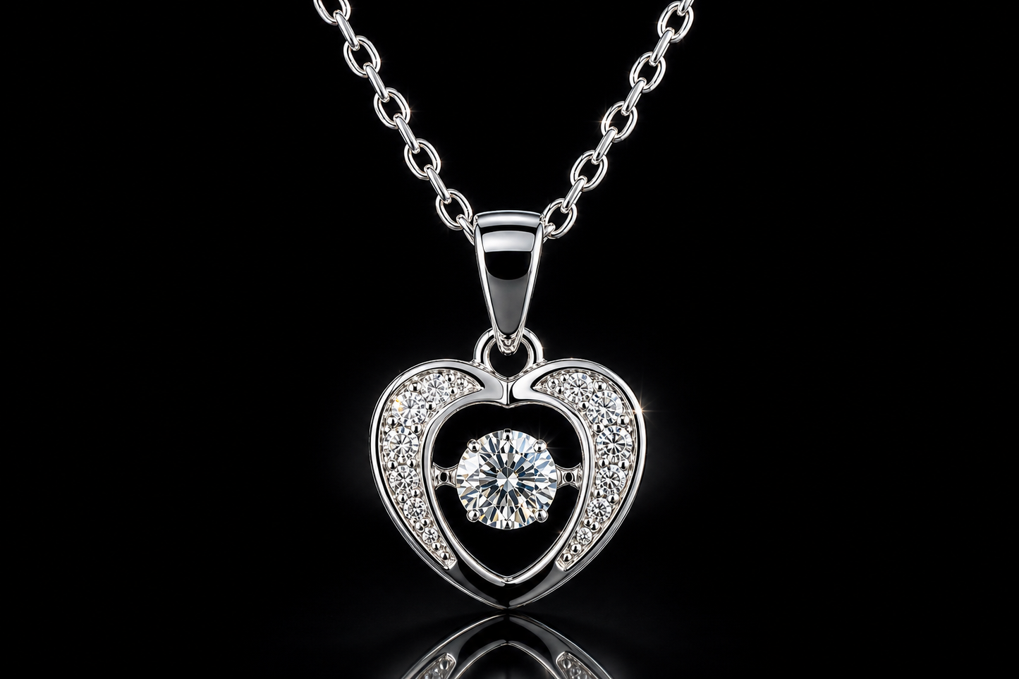 "Dancing Diamond" Heart Pendant
