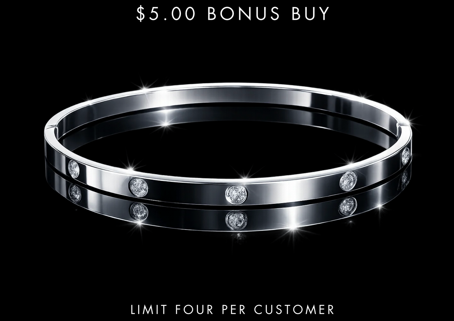 4 mm Designer Inspired Stainless Steel Cubic Zirconia  Accented Bangle Bracelet