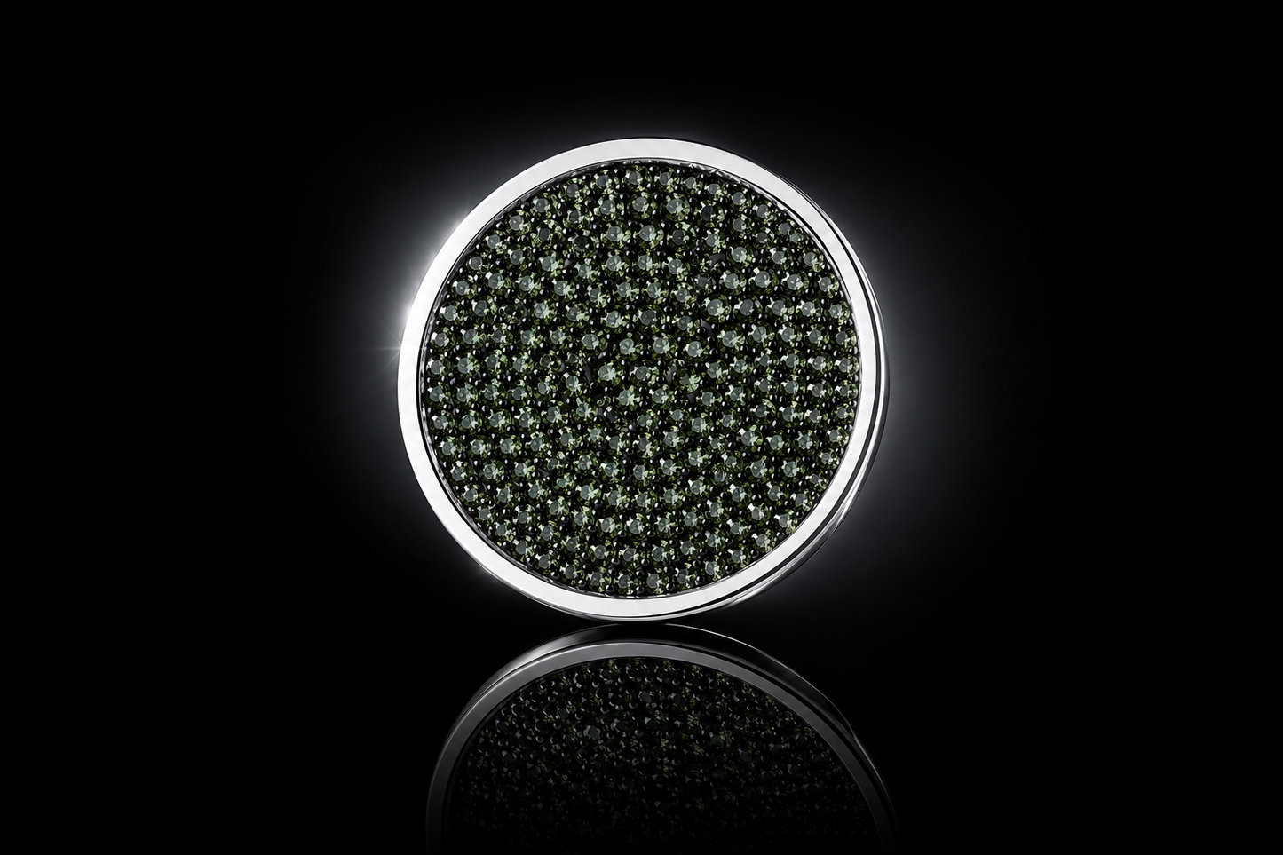 SWTL Interchangeable 33mm Coin &ndash; Dark Green Pav&eacute; Crystal (Pendant &amp; Chain Sold Separately)