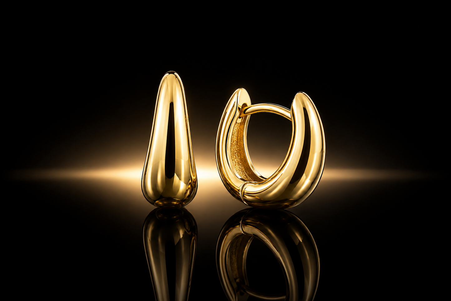 14kt Yellow Gold over Stainless Steel 16mm Teardrop Huggie Hoop Earrings