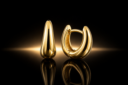 14kt Yellow Gold over Stainless Steel 16mm Teardrop Huggie Hoop Earrings
